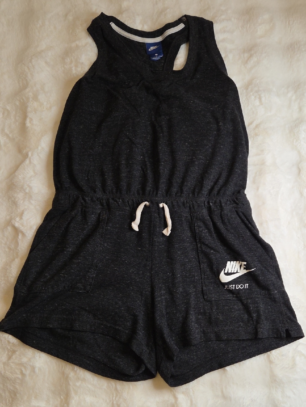 Nike Dark Charcoal Sleeveless Romper with Drawstring Waist